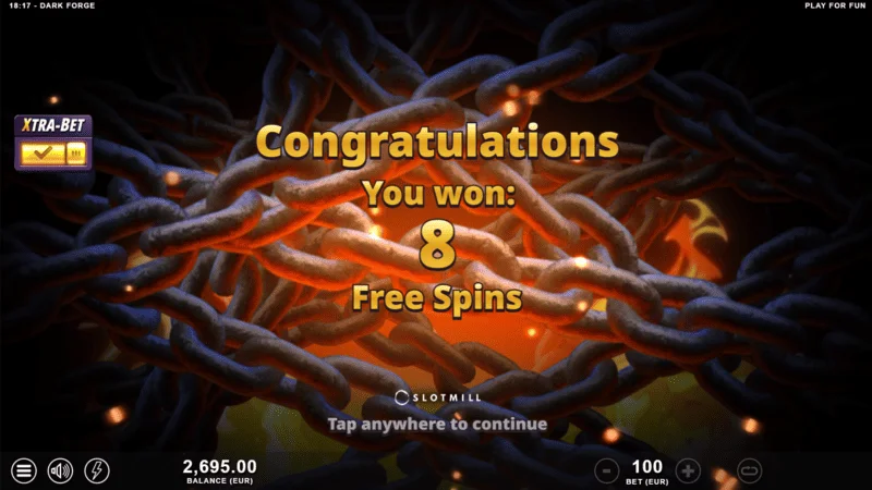 Dark Forge - lansarea Free Spins cu trei simboluri scatter