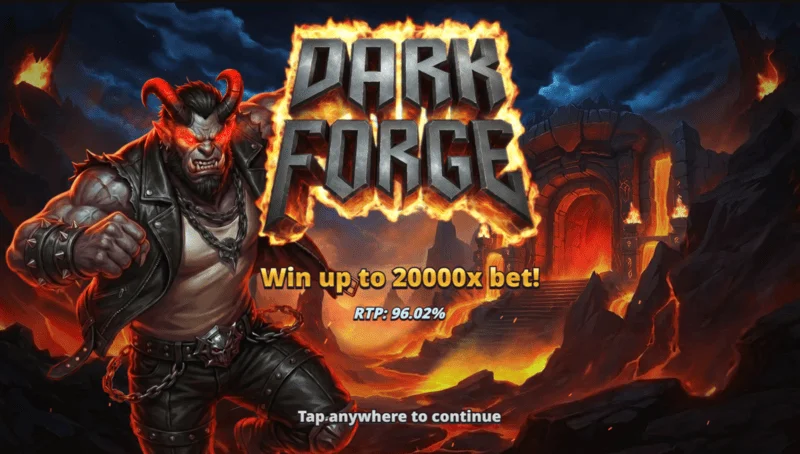 Dark Forge - meniul de pornire cu tema forjei infernale